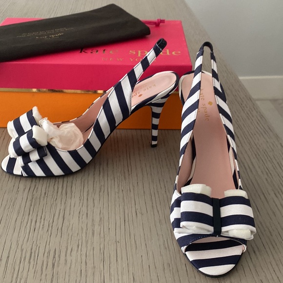 kate spade Shoes - NWB Kate Spade Celeste Navy/White/Stripe Slingback size 8 1/2